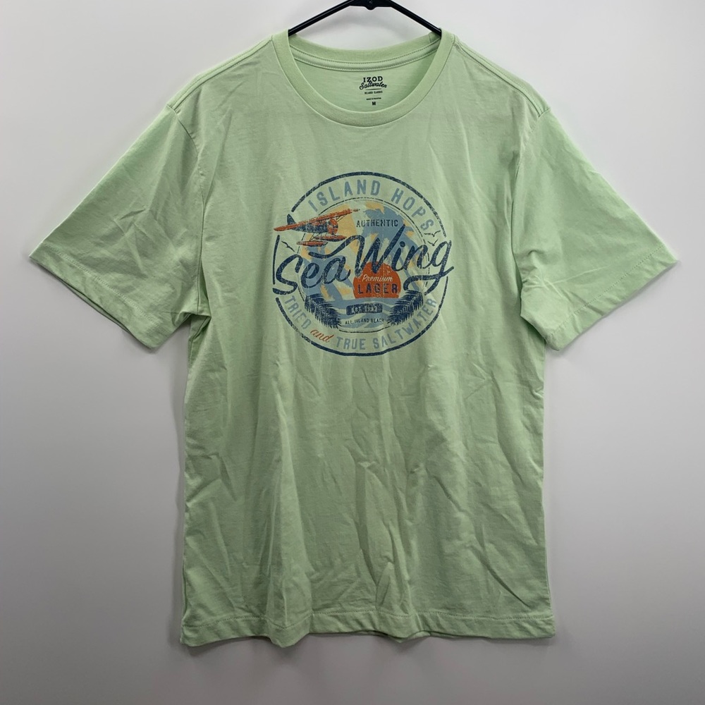 IZOD Saltwater Relaxed Classics Sea Wing Green Mens T-Shirt Size M Single Stitch